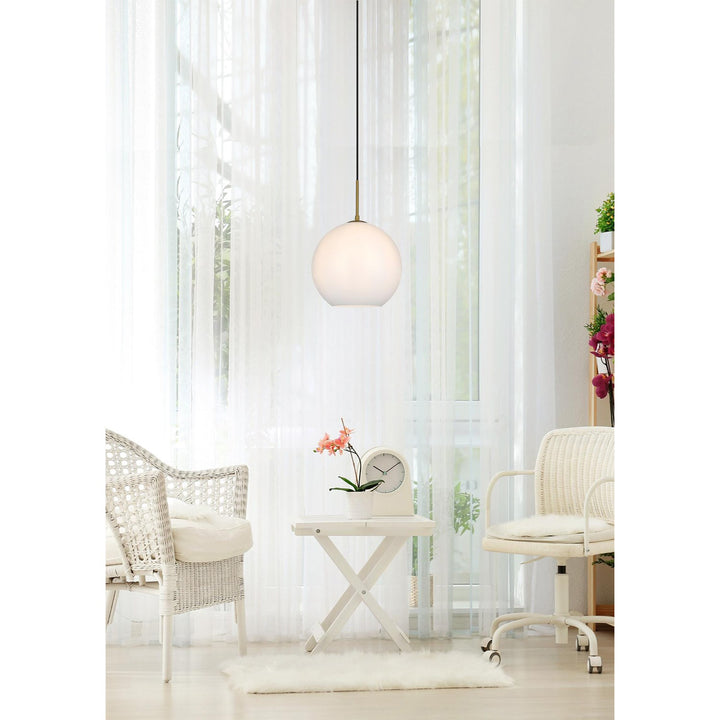 12 Inch Pendant Frosted White Shade In Satin Gold - View 2 - Joshua Marshal