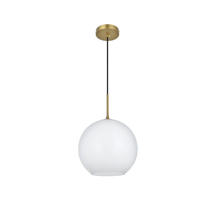 12 Inch Pendant Frosted White Shade In Satin Gold - View 3 - Joshua Marshal