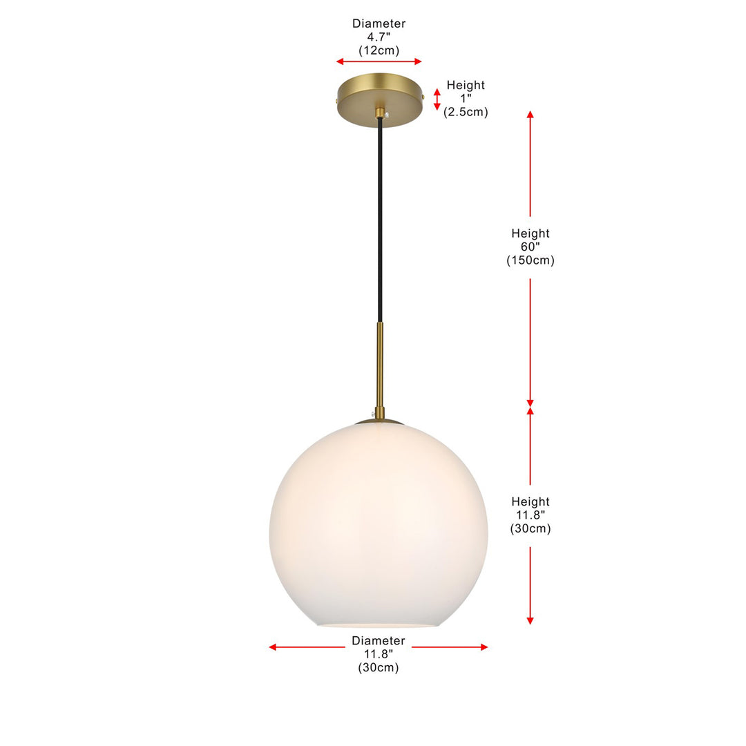 12 Inch Pendant Frosted White Shade In Satin Gold - View 6 - Joshua Marshal
