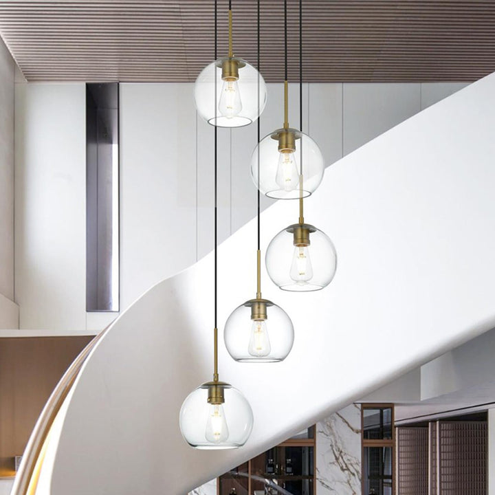 18 Inch Pendant Clear Shade In Satin Gold Satin Gold And Clear Finish - LIGHTING by Joshua Marshal