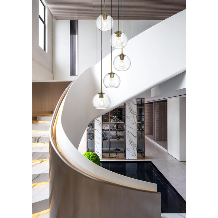 18 Inch Pendant Clear Shade In Satin Gold - View 2 - Joshua Marshal