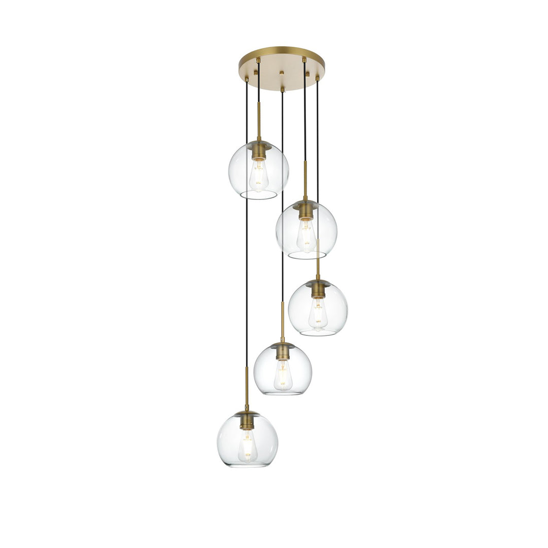 18 Inch Pendant Clear Shade In Satin Gold - View 3 - Joshua Marshal