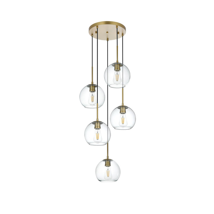 18 Inch Pendant Clear Shade In Satin Gold - View 4 - Joshua Marshal