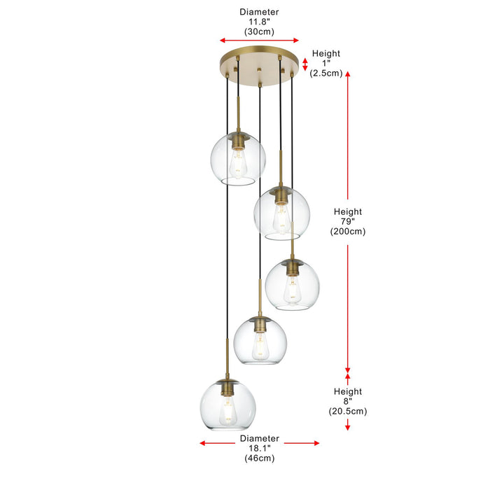 18 Inch Pendant Clear Shade In Satin Gold - View 6 - Joshua Marshal