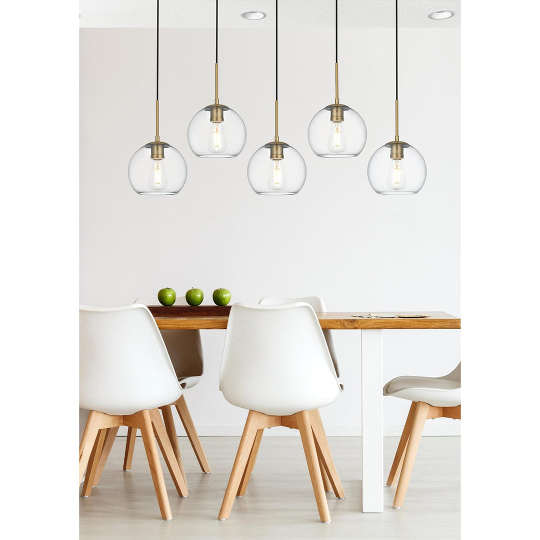 41.5 Inch Pendant Clear Shade In Satin Gold - View 2 - Joshua Marshal