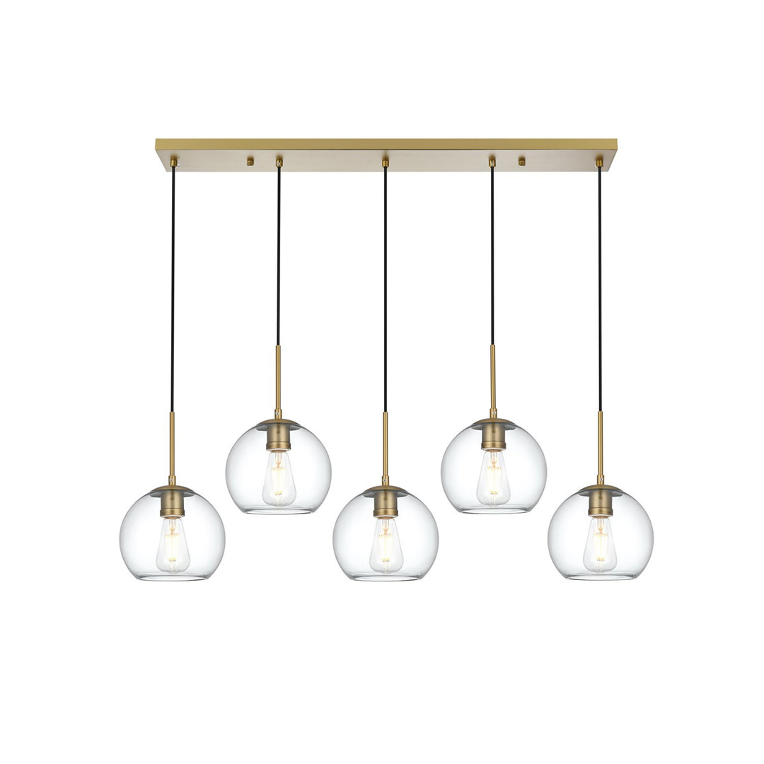 41.5 Inch Pendant Clear Shade In Satin Gold - View 3 - Joshua Marshal