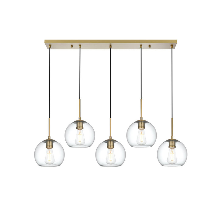 41.5 Inch Pendant Clear Shade In Satin Gold - View 3 - Joshua Marshal