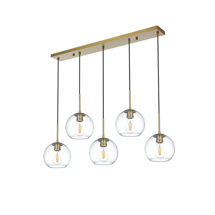 41.5 Inch Pendant Clear Shade In Satin Gold - View 4 - Joshua Marshal