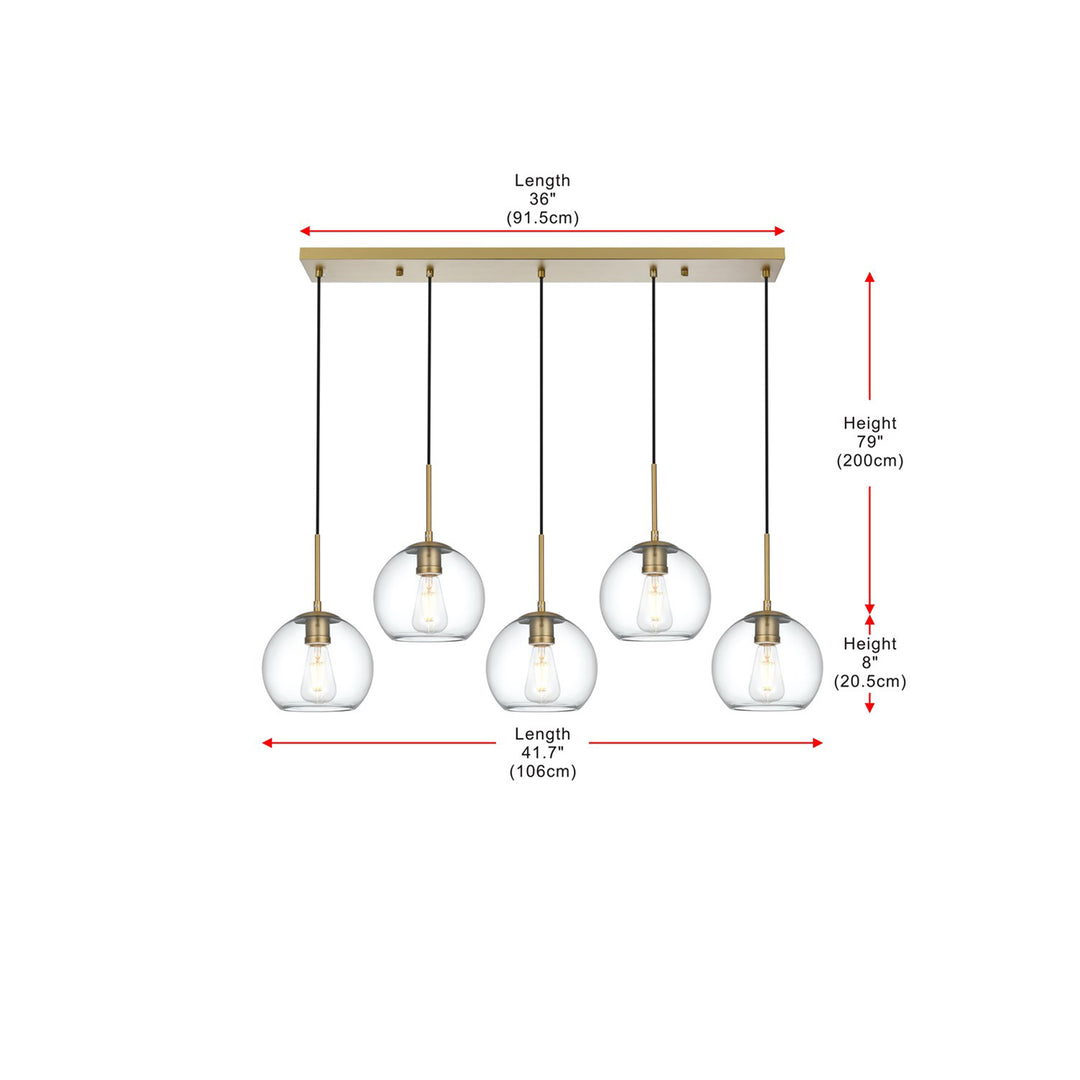 41.5 Inch Pendant Clear Shade In Satin Gold - View 6 - Joshua Marshal