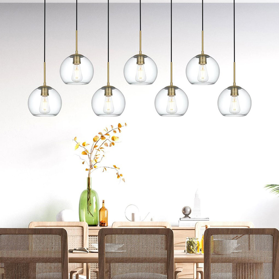 54 Inch Pendant Clear Shade In Satin Gold Satin Gold And Clear Finish - LIGHTING by Joshua Marshal
