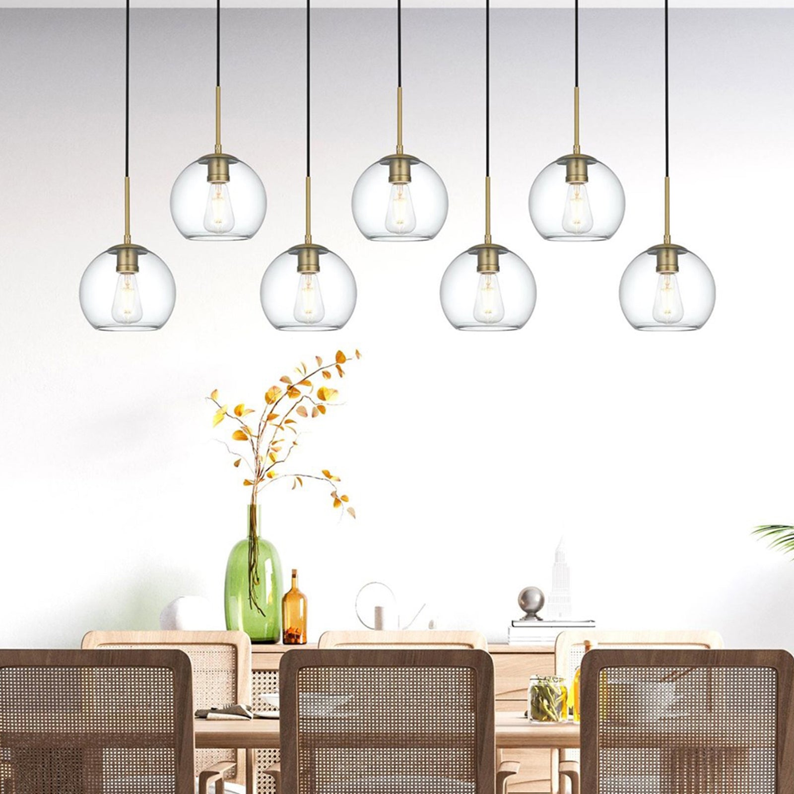 54 Inch Pendant Clear Shade In Satin Gold Satin Gold And Clear Finish - LIGHTING by Joshua Marshal