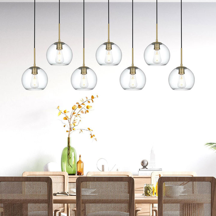 54 Inch Pendant Clear Shade In Satin Gold Satin Gold And Clear Finish - LIGHTING by Joshua Marshal