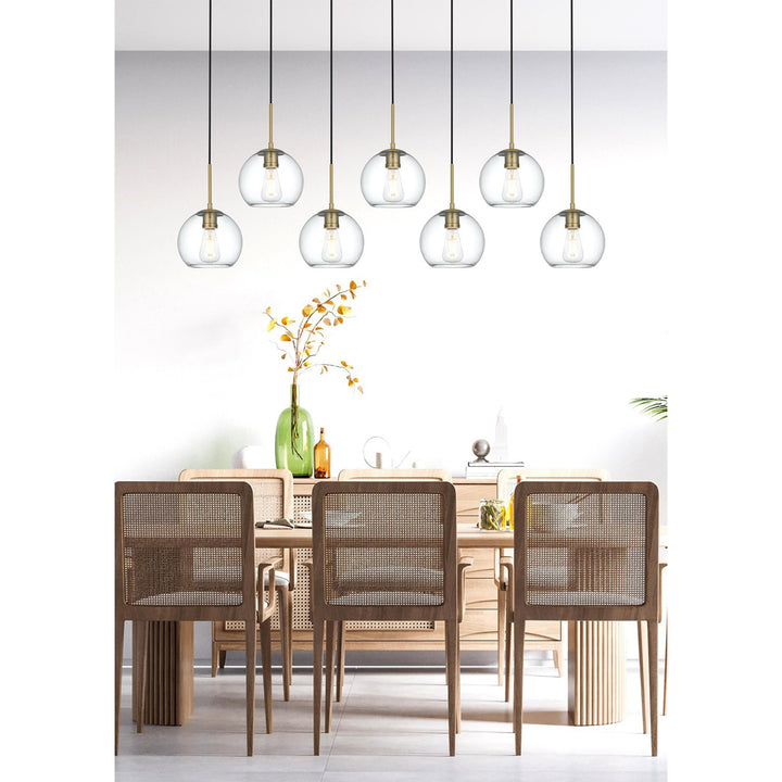 54 Inch Pendant Clear Shade In Satin Gold - View 2 - Joshua Marshal