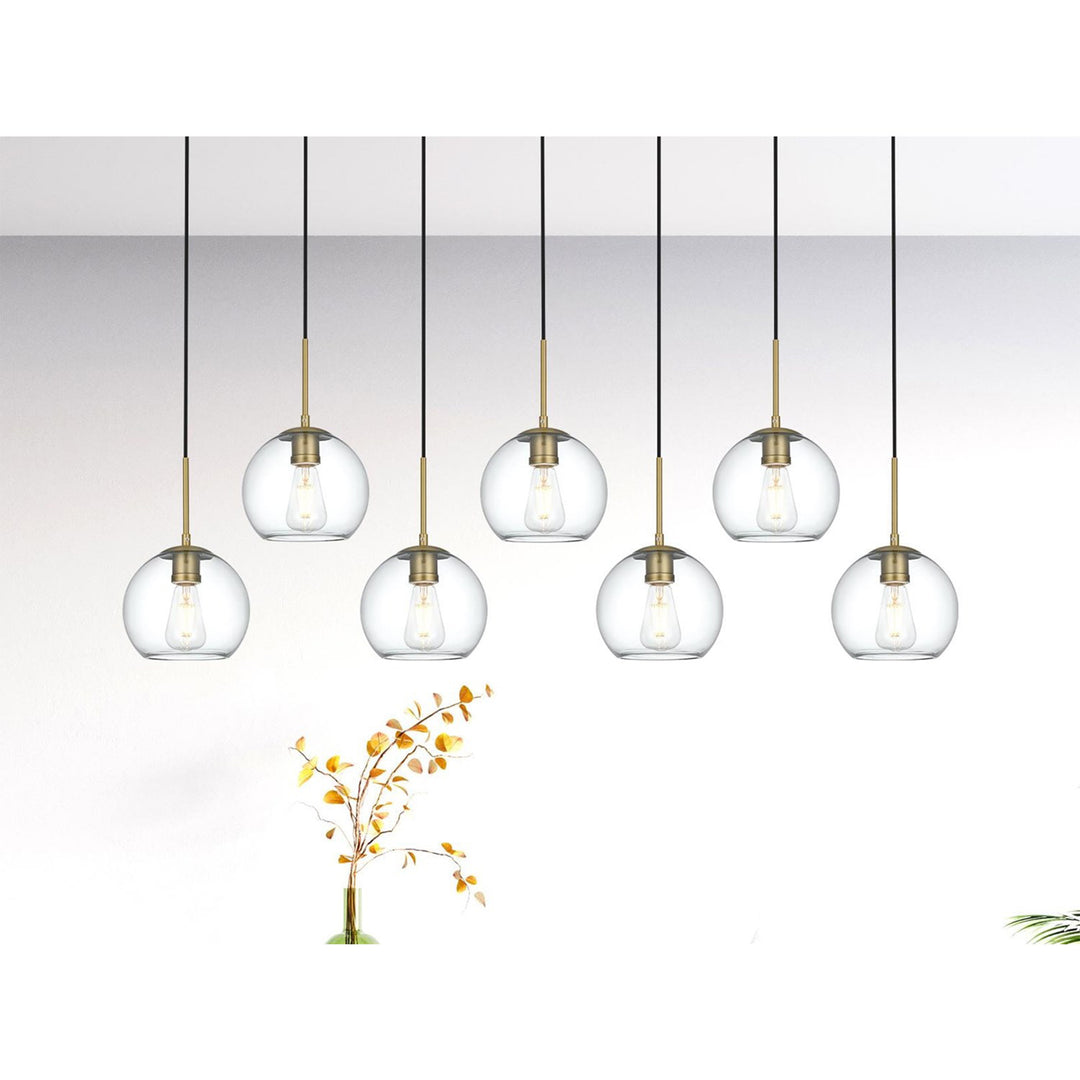 54 Inch Pendant Clear Shade In Satin Gold - View 4 - Joshua Marshal