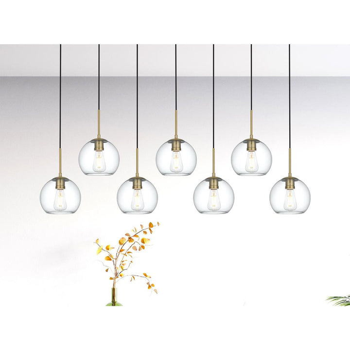 54 Inch Pendant Clear Shade In Satin Gold - View 4 - Joshua Marshal