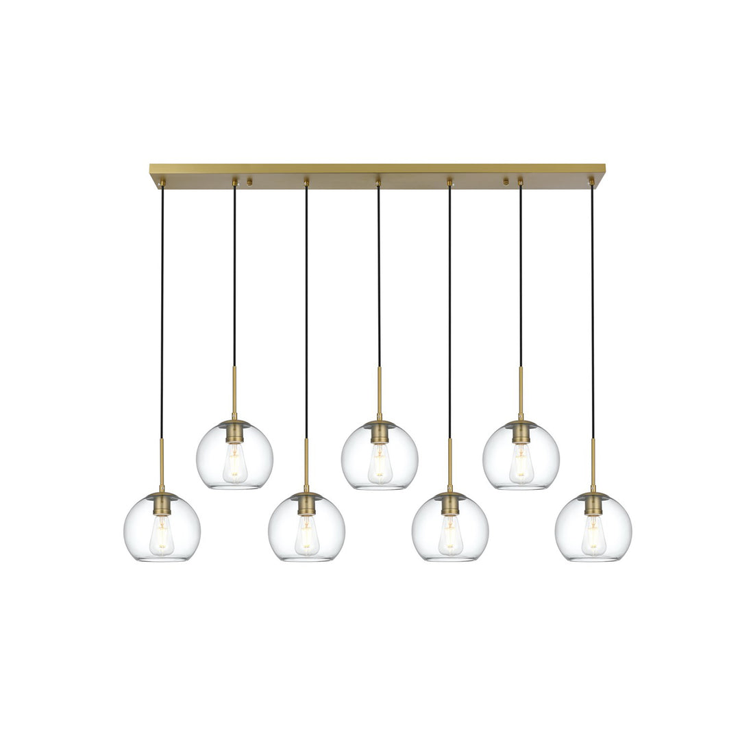 54 Inch Pendant Clear Shade In Satin Gold - View 5 - Joshua Marshal