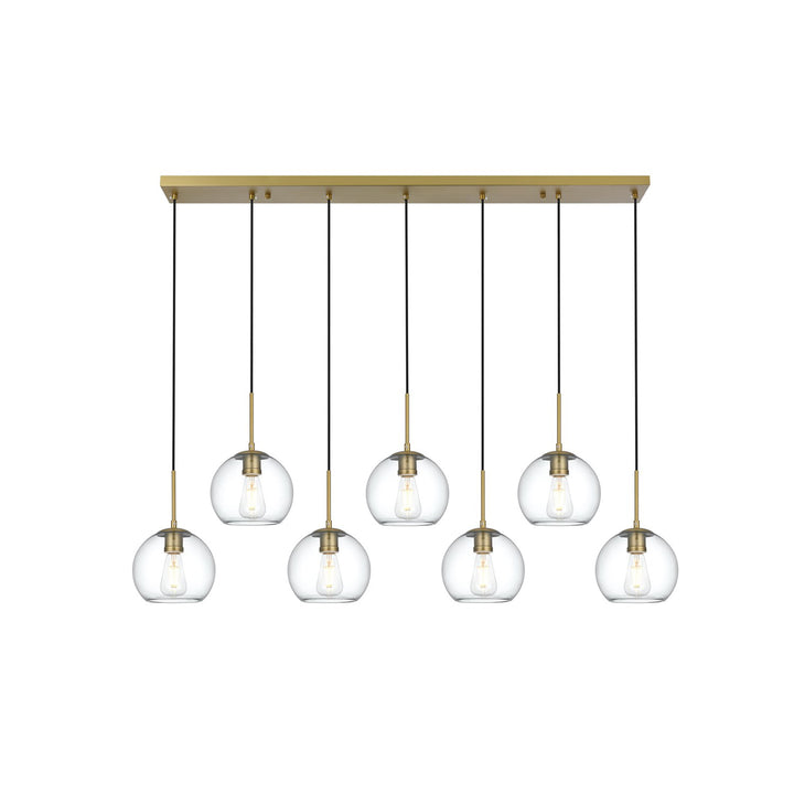 54 Inch Pendant Clear Shade In Satin Gold - View 5 - Joshua Marshal