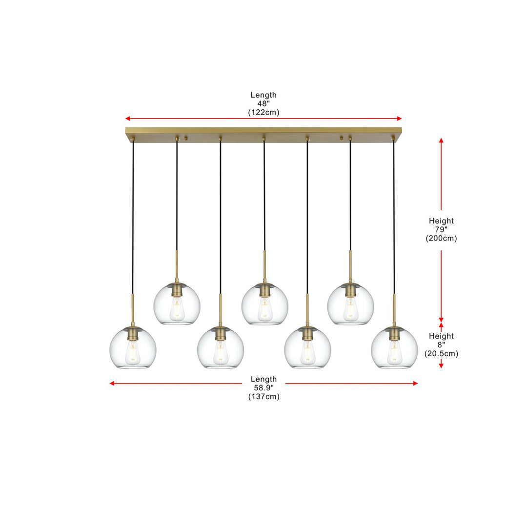 54 Inch Pendant Clear Shade In Satin Gold - View 6 - Joshua Marshal