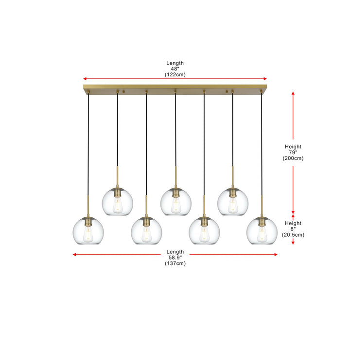54 Inch Pendant Clear Shade In Satin Gold - View 6 - Joshua Marshal