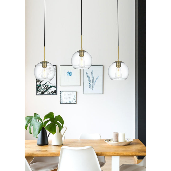 36 Inch Pendant Clear Shade In Satin Gold - View 2 - Joshua Marshal