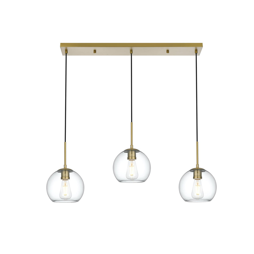 36 Inch Pendant Clear Shade In Satin Gold - View 3 - Joshua Marshal