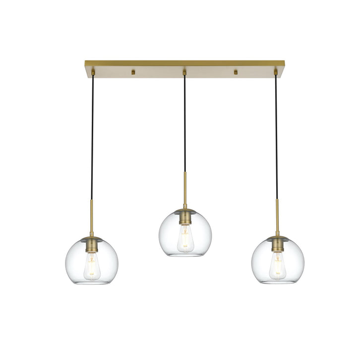 36 Inch Pendant Clear Shade In Satin Gold - View 3 - Joshua Marshal