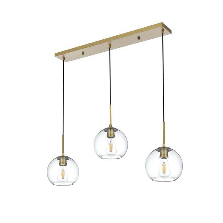 36 Inch Pendant Clear Shade In Satin Gold - View 4 - Joshua Marshal