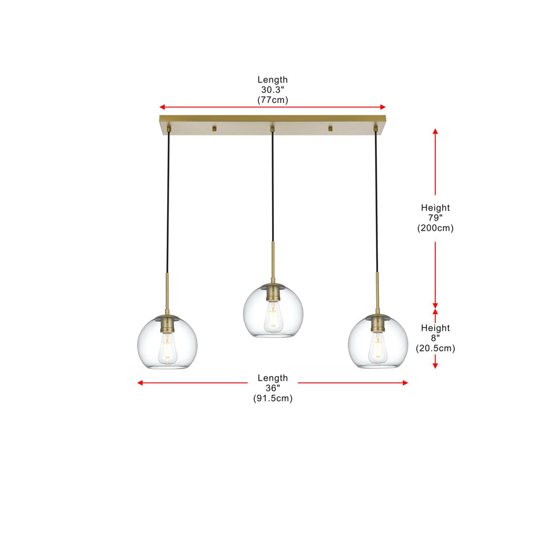 36 Inch Pendant Clear Shade In Satin Gold - View 6 - Joshua Marshal