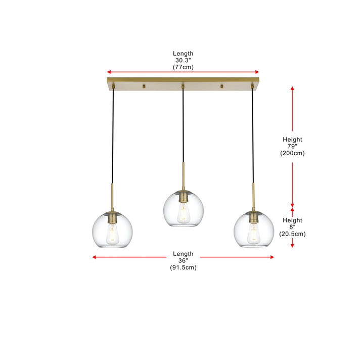 36 Inch Pendant Clear Shade In Satin Gold - View 6 - Joshua Marshal