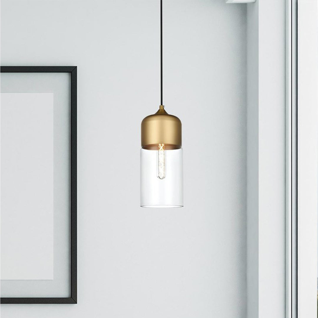 5 Inch Pendant Clear Shade In Satin Gold Satin Gold And Clear Finish - LIGHTING by Joshua Marshal