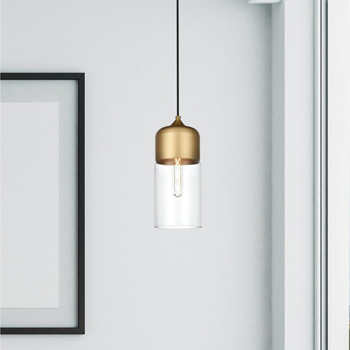 5 Inch Pendant Clear Shade In Satin Gold Satin Gold And Clear Finish - LIGHTING by Joshua Marshal