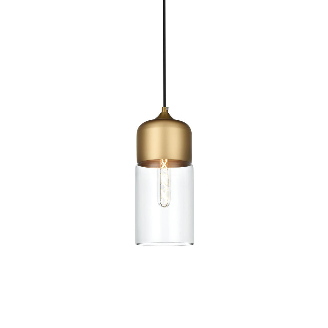 5 Inch Pendant Clear Shade In Satin Gold - View 3 - Joshua Marshal