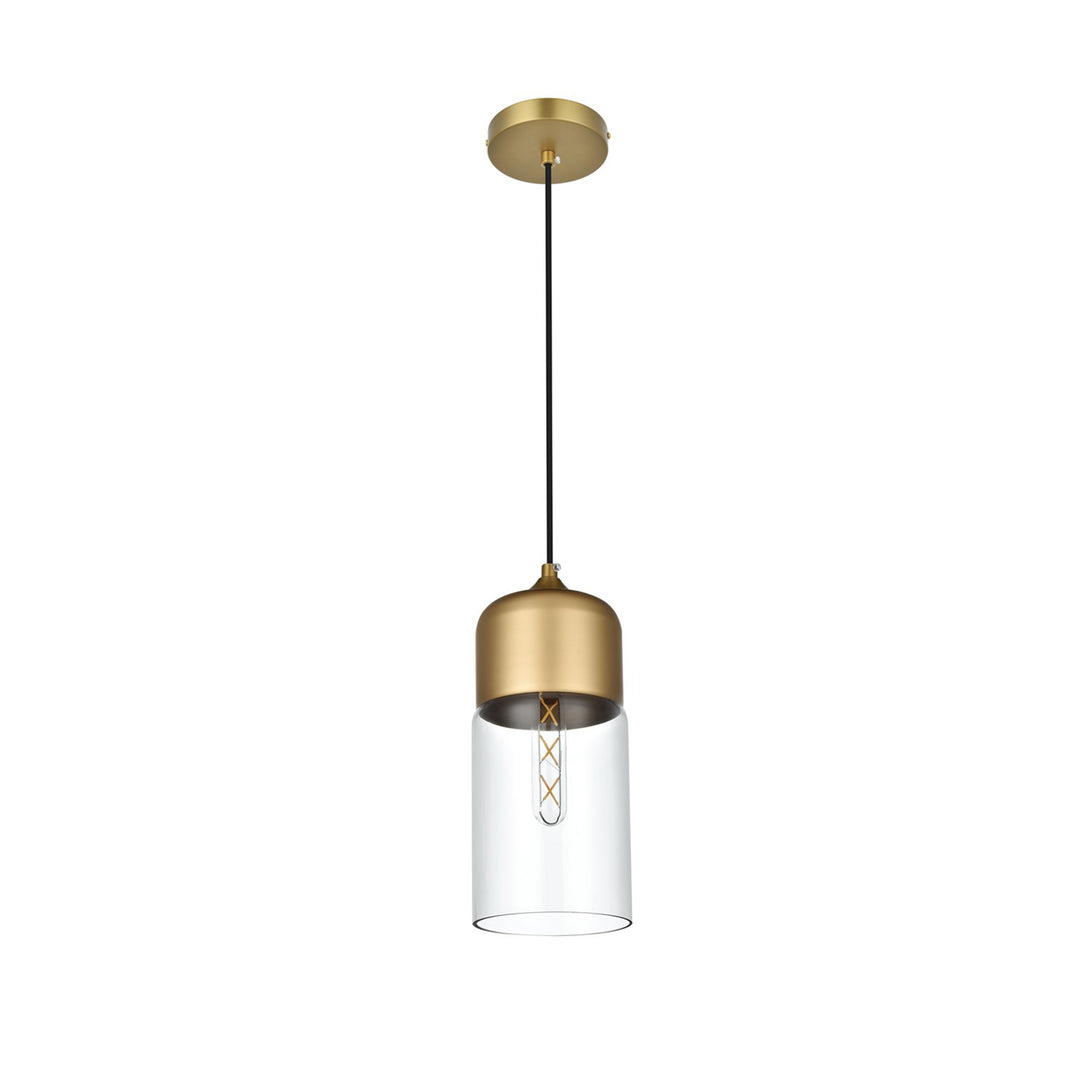 5 Inch Pendant Clear Shade In Satin Gold - View 4 - Joshua Marshal
