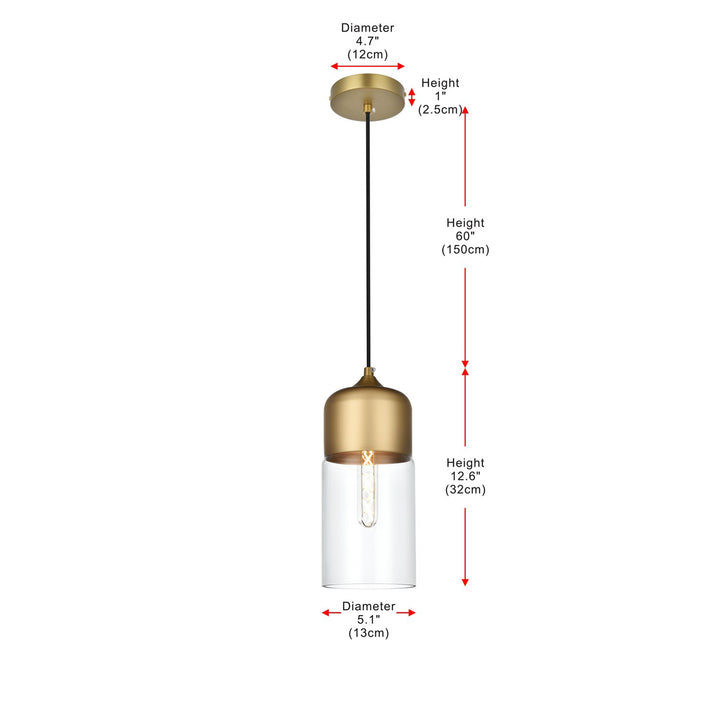 5 Inch Pendant Clear Shade In Satin Gold - View 6 - Joshua Marshal