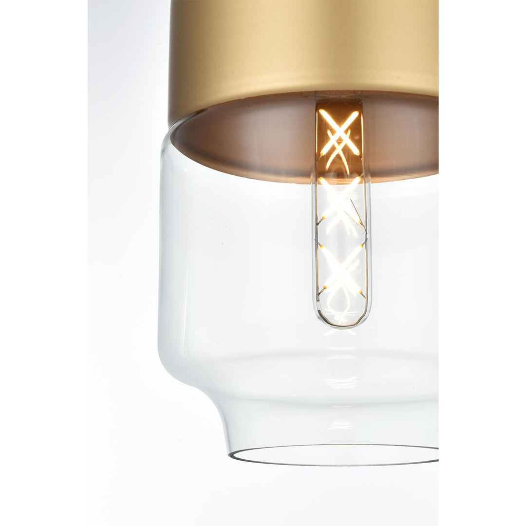 7 Inch Pendant Clear Shade In Satin Gold - View 5 - Joshua Marshal