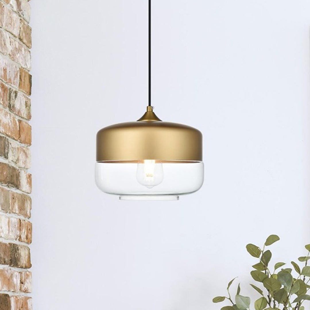 10 Inch Pendant Clear Shade In Satin Gold Satin Gold And Clear Finish - LIGHTING by Joshua Marshal