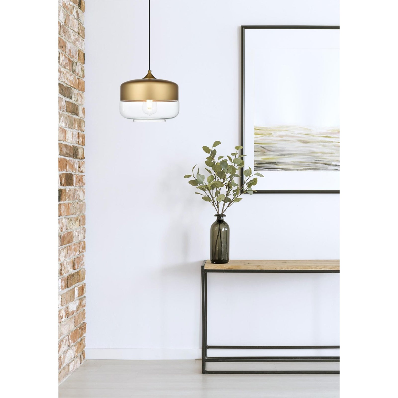 10 Inch Pendant Clear Shade In Satin Gold - View 2 - Joshua Marshal