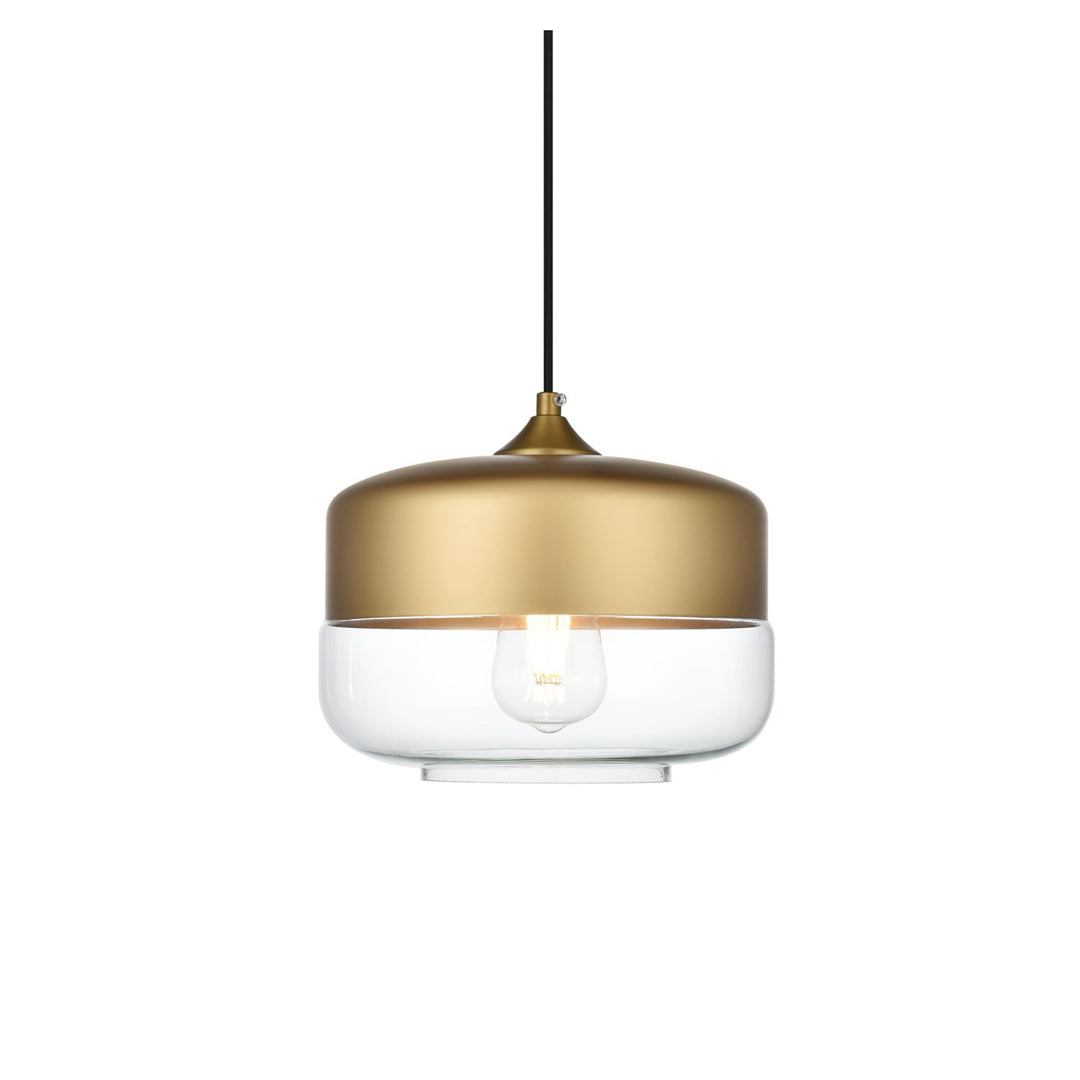 10 Inch Pendant Clear Shade In Satin Gold - View 3 - Joshua Marshal
