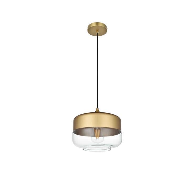 10 Inch Pendant Clear Shade In Satin Gold - View 4 - Joshua Marshal