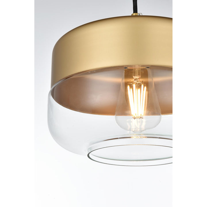 10 Inch Pendant Clear Shade In Satin Gold - View 5 - Joshua Marshal