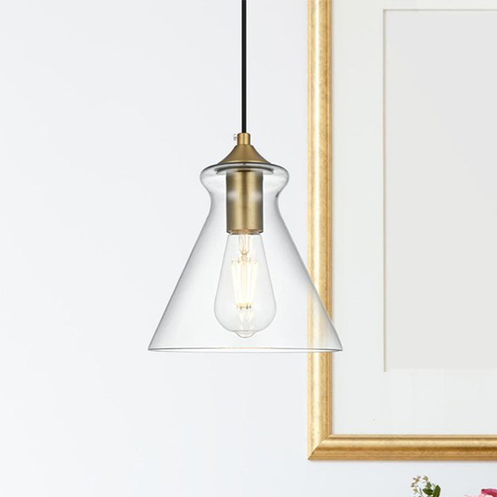 8 Inch Pendant Clear Shade In Satin Gold Satin Gold And Clear Finish - LIGHTING by Joshua Marshal