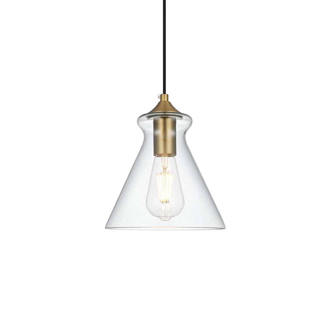 8 Inch Pendant Clear Shade In Satin Gold - View 4 - Joshua Marshal