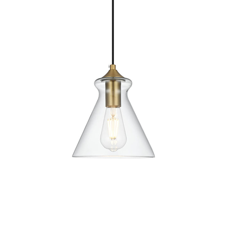 8 Inch Pendant Clear Shade In Satin Gold - View 4 - Joshua Marshal