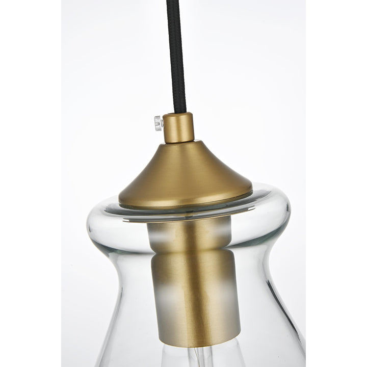 8 Inch Pendant Clear Shade In Satin Gold - View 5 - Joshua Marshal