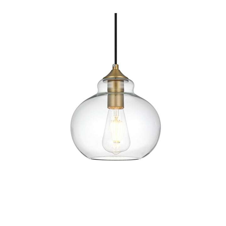 8 Inch Pendant Clear Shade In Satin Gold - View 4 - Joshua Marshal