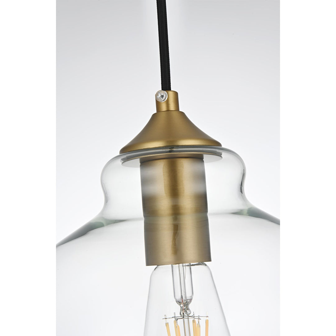 8 Inch Pendant Clear Shade In Satin Gold - View 5 - Joshua Marshal