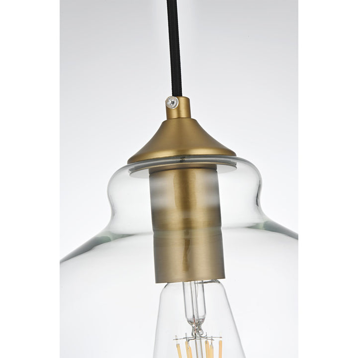 8 Inch Pendant Clear Shade In Satin Gold - View 5 - Joshua Marshal