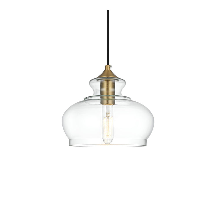 9.5 Inch Pendant Clear Shade In Satin Gold - View 5 - Joshua Marshal