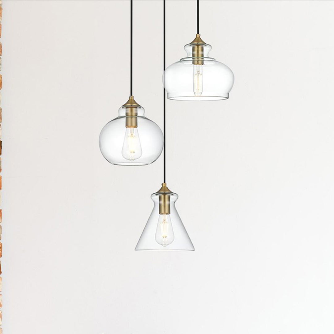 18.5 Inch Pendant Clear Shade In Satin Gold Satin Gold And Clear Finish - LIGHTING by Joshua Marshal