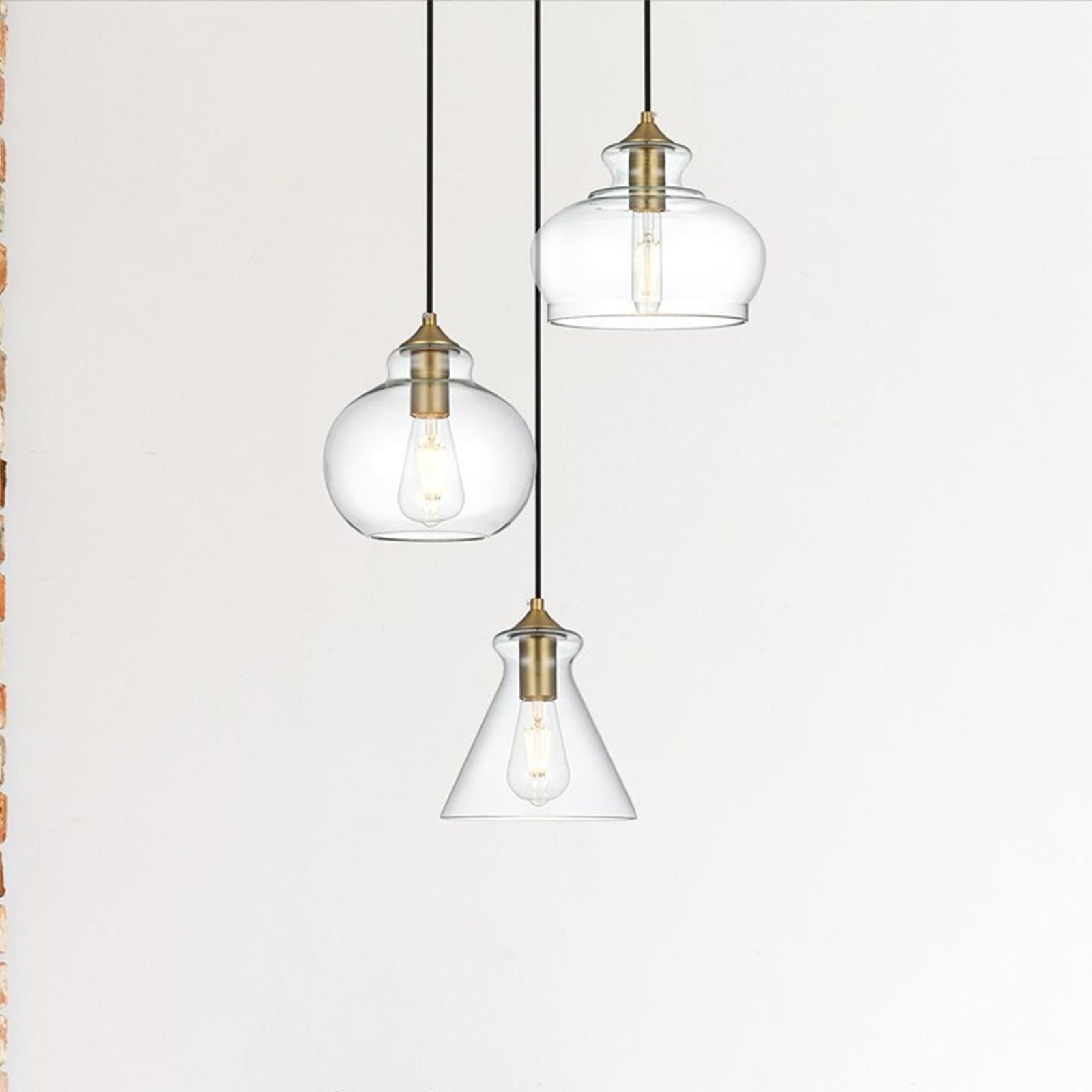 18.5 Inch Pendant Clear Shade In Satin Gold Satin Gold And Clear Finish - LIGHTING by Joshua Marshal